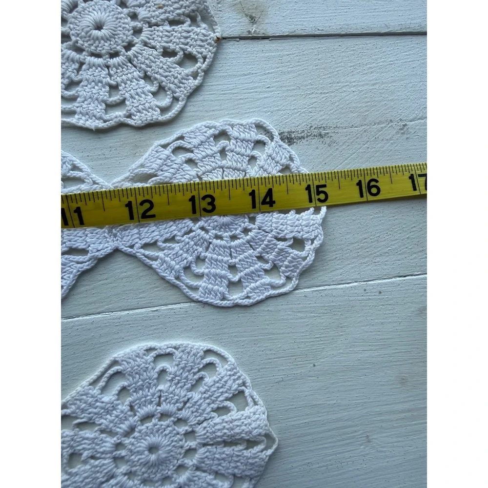 Vintage White/Off White Cotton Crochet Lace Trim Medallion Applique Set of 3